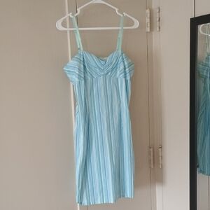 Aqua Blues Striped Sleeveless Dress